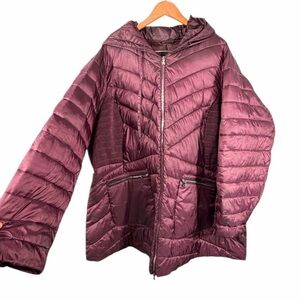 Lane Bryant Women's Quilted Hooded Jacket Purple coat puffer size 26 or 28